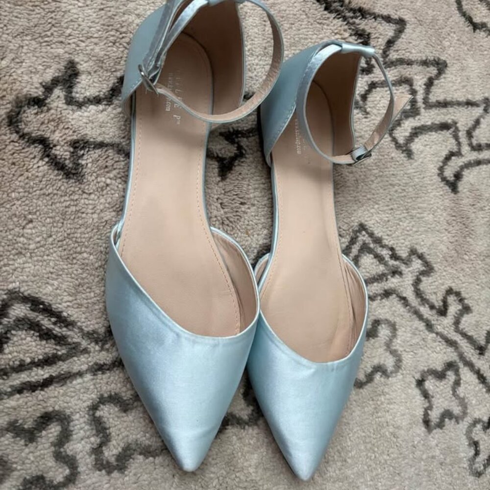 Light blue wedding flats